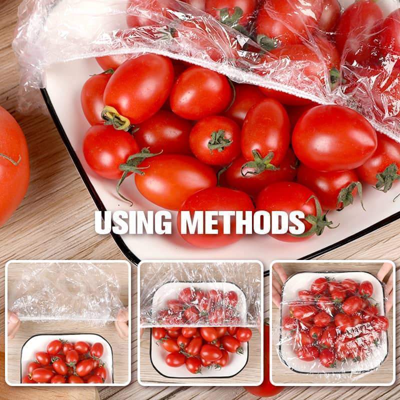 100pcs Disposable Stretch Film for Bowls & Plates, Elastic Container Lids, Plastic Wrap Alternative for Leftovers, Fruit, Vegetables & Kitchen Food