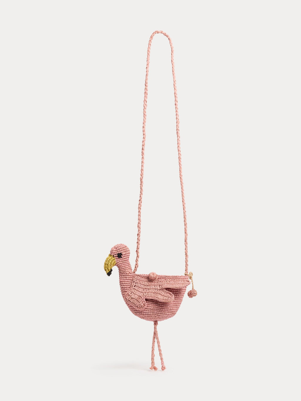 Sac flamant rose en raphia fait main