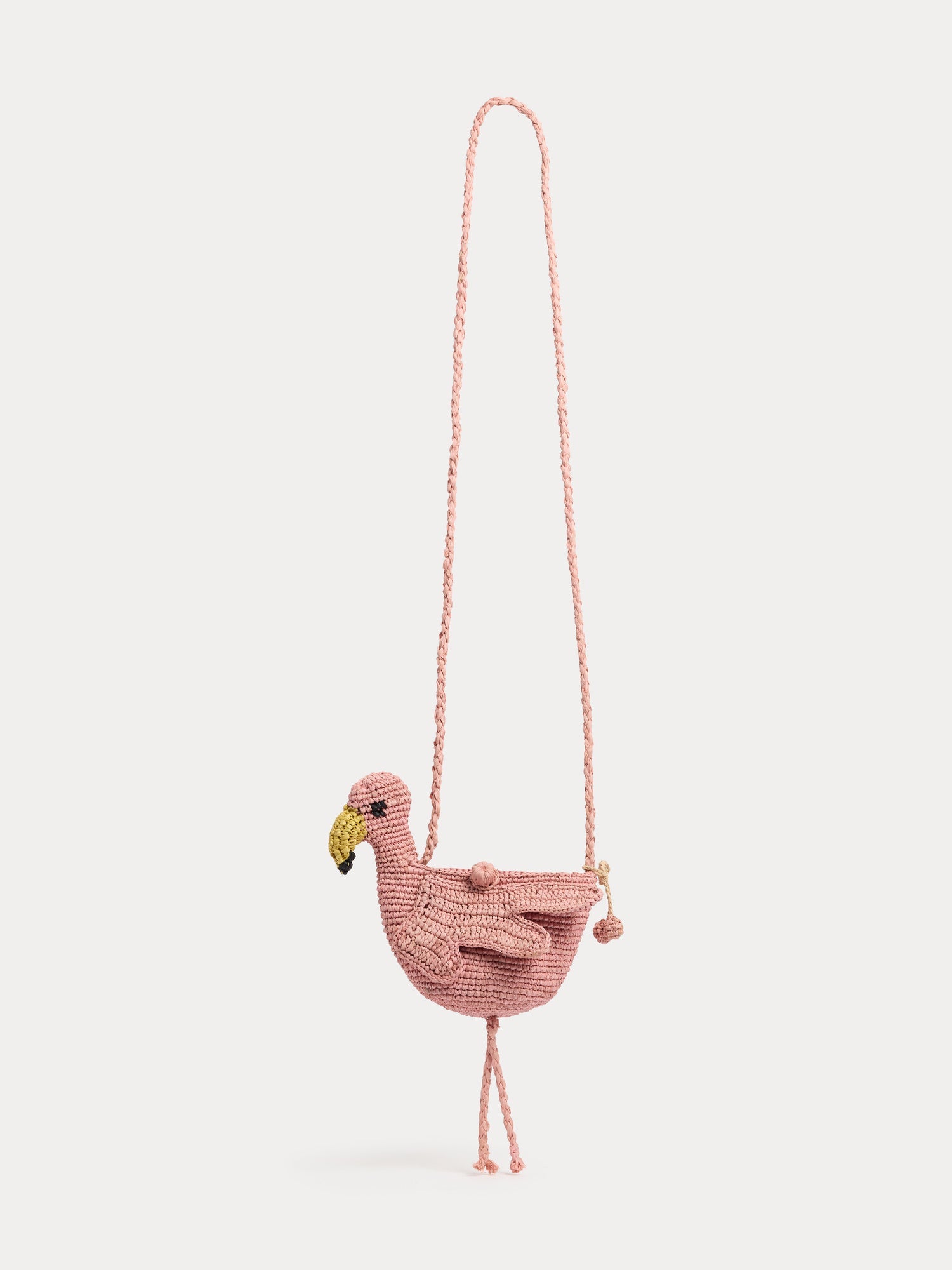 Sac flamant rose en raphia fait main