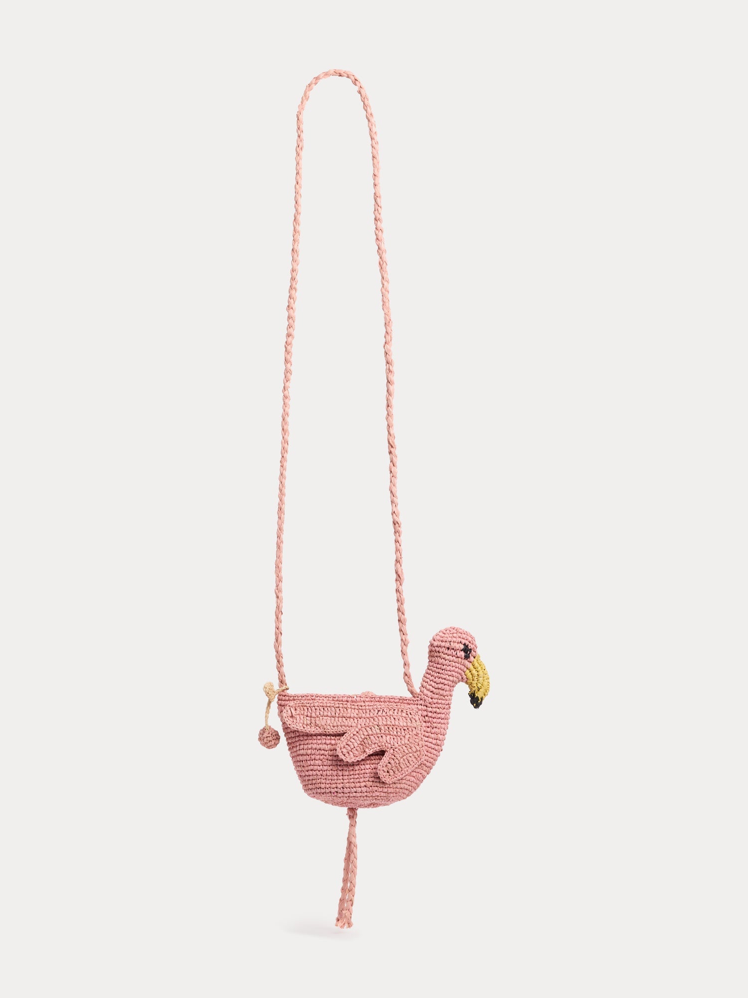 Sac flamant rose en raphia fait main