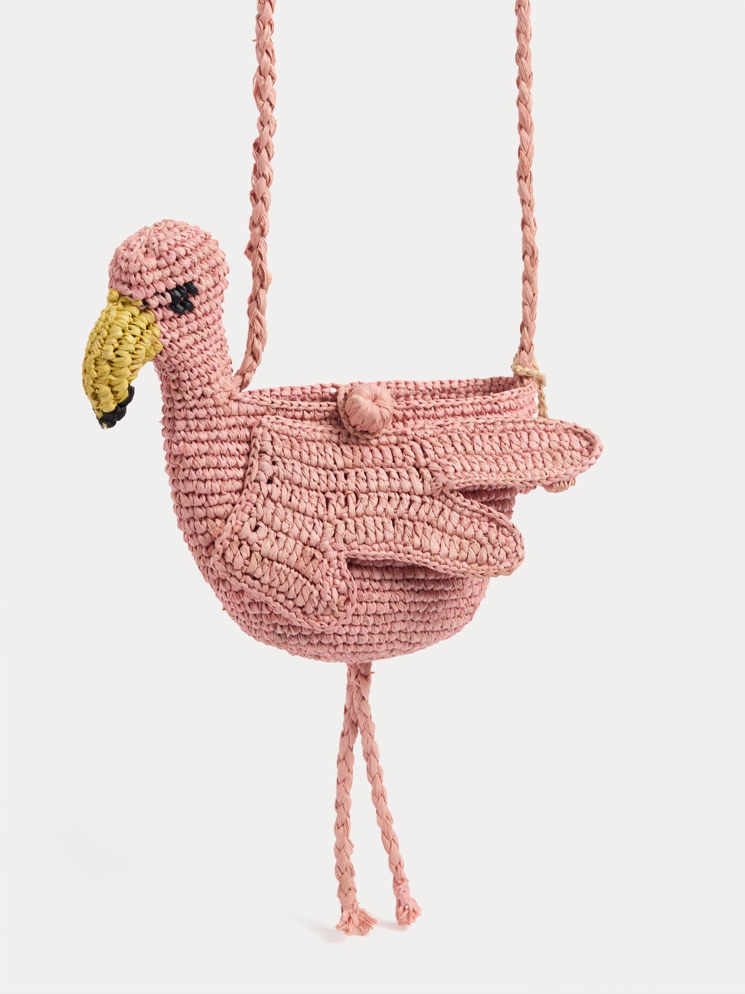 Sac flamant rose en raphia fait main