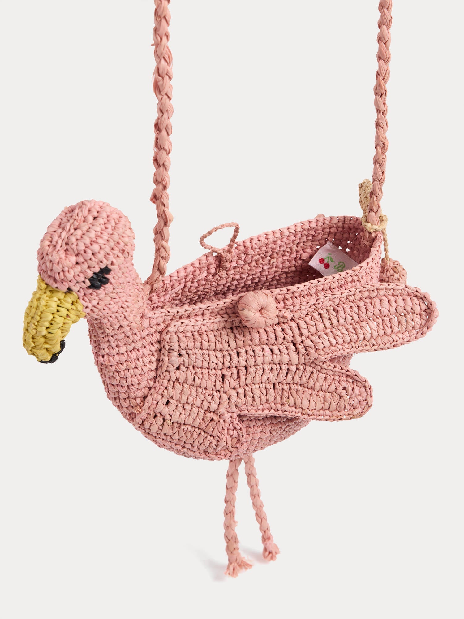Sac flamant rose en raphia fait main