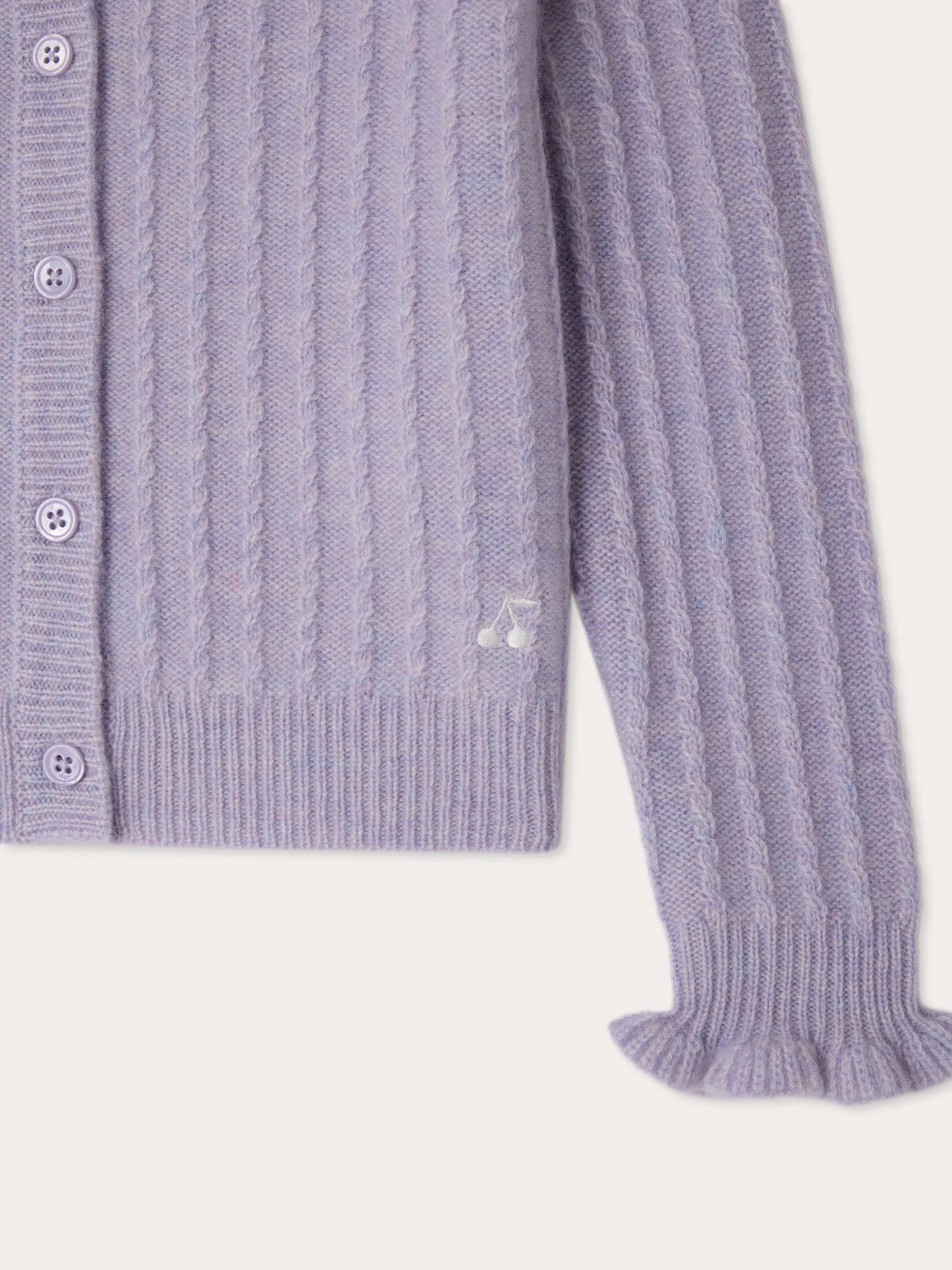 gilet en cachemire avec bordure à volants