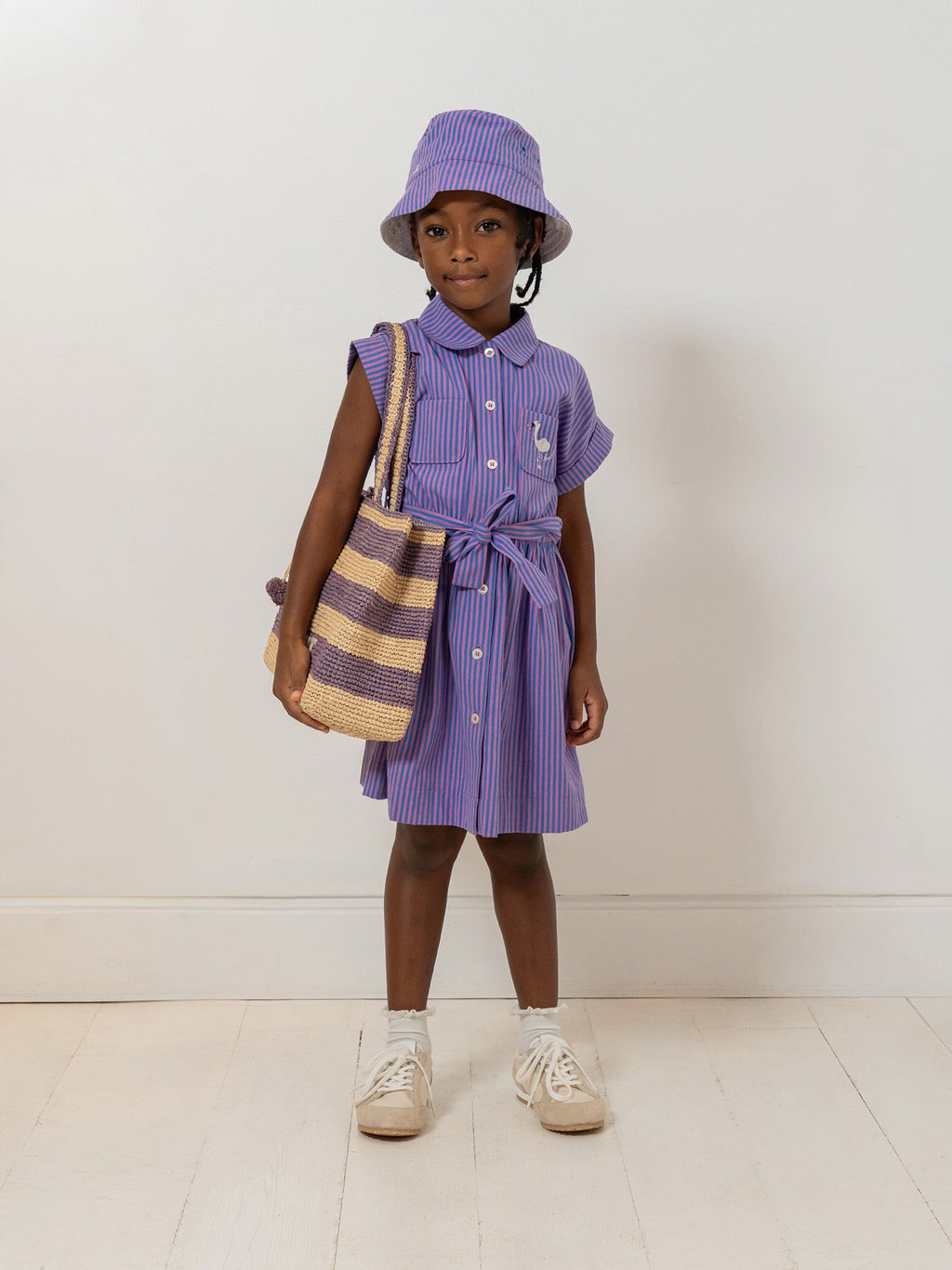 robe rayée avec broderie en coton biologique