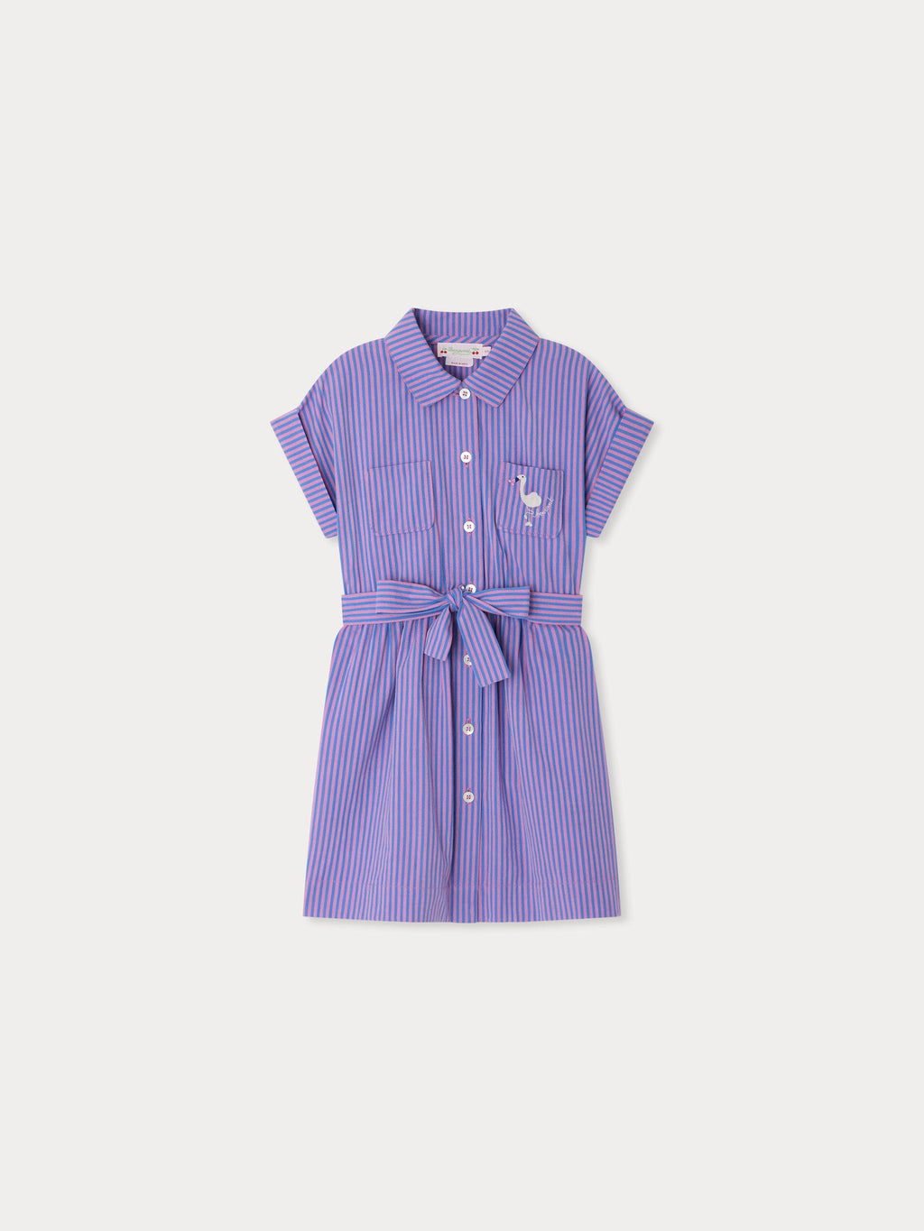 robe rayée avec broderie en coton biologique
