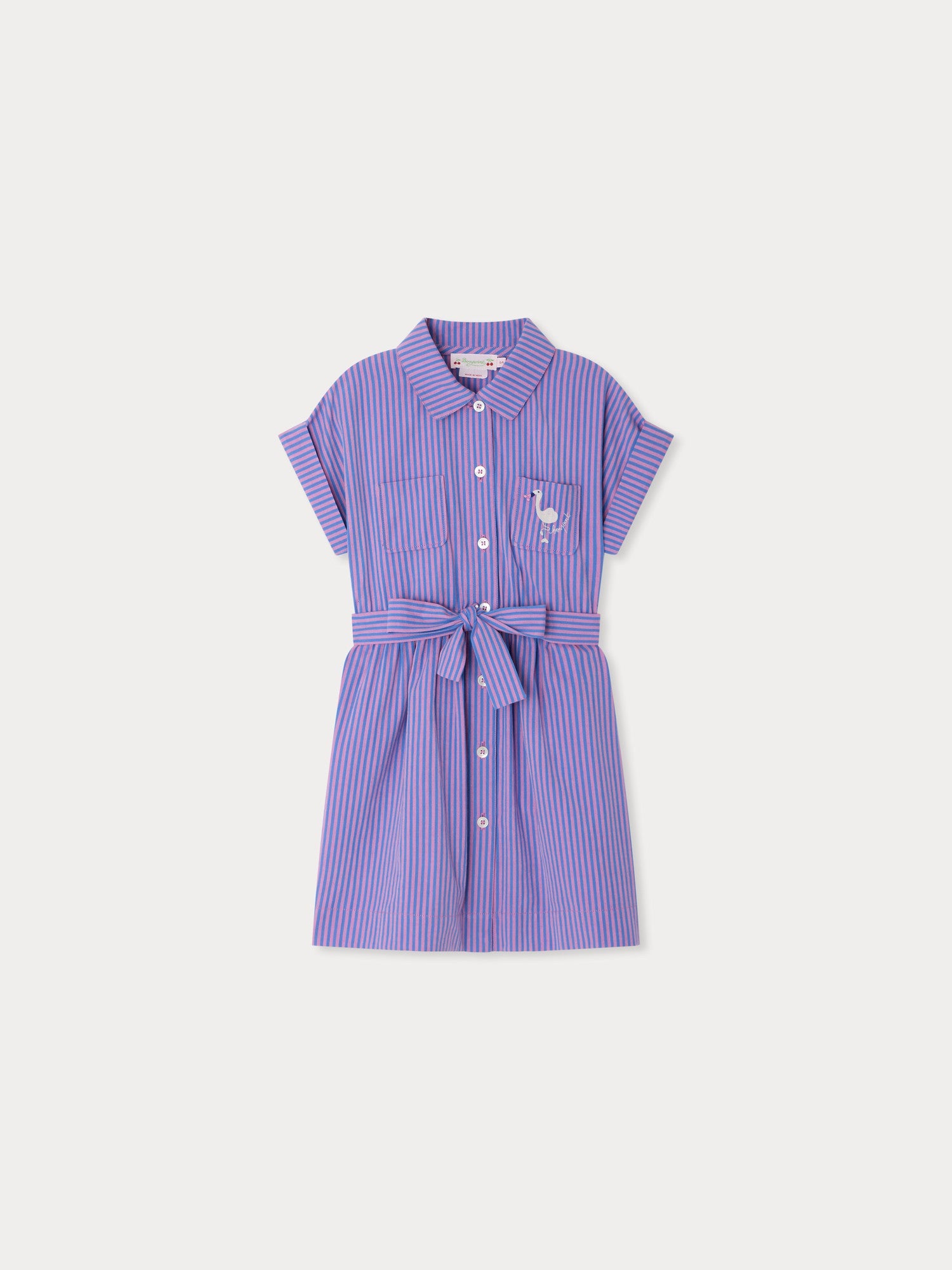 robe rayée avec broderie en coton biologique