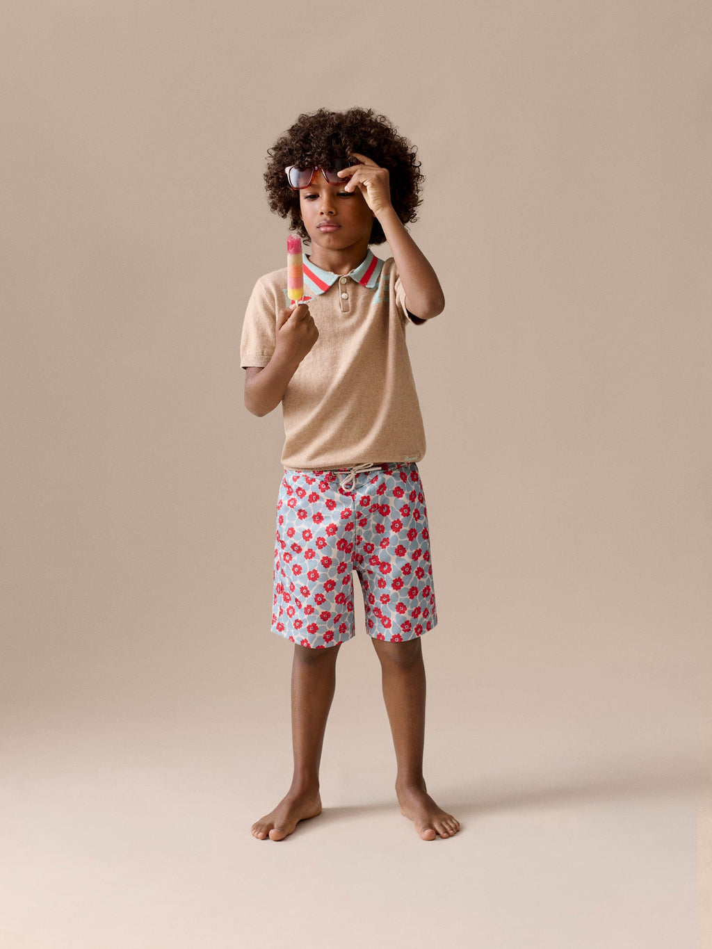 Short de bain imprimé fleuri