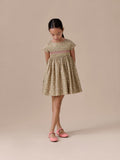 robe smockée et brodée à la main en tissu de coton biologique