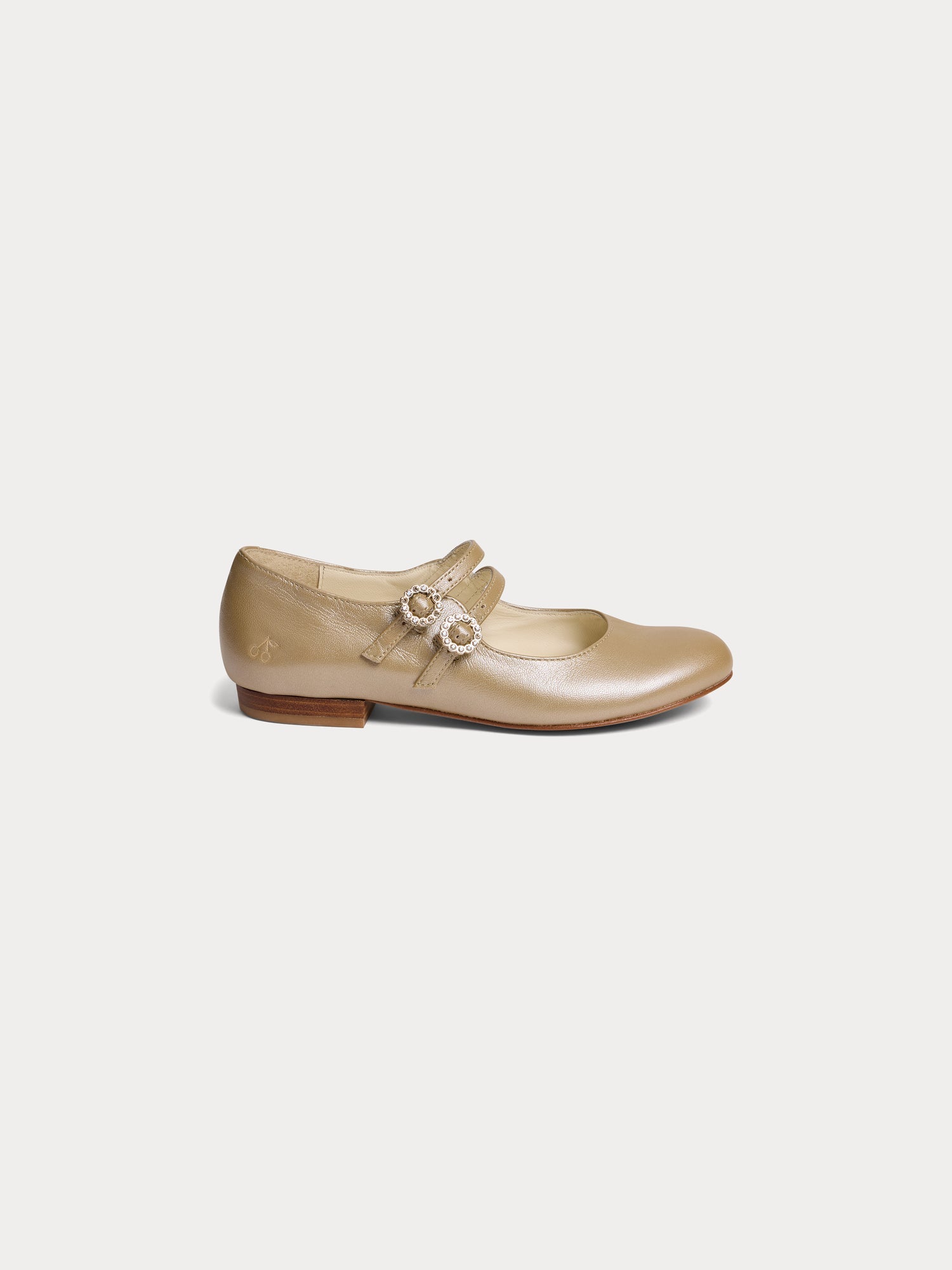 Chaussures babies en cuir doré