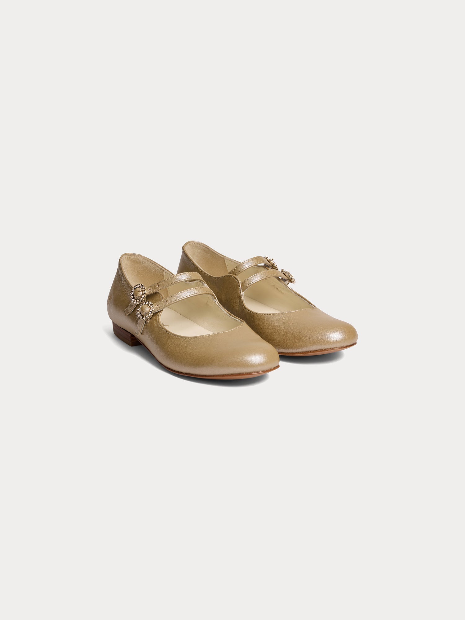 Chaussures babies en cuir doré