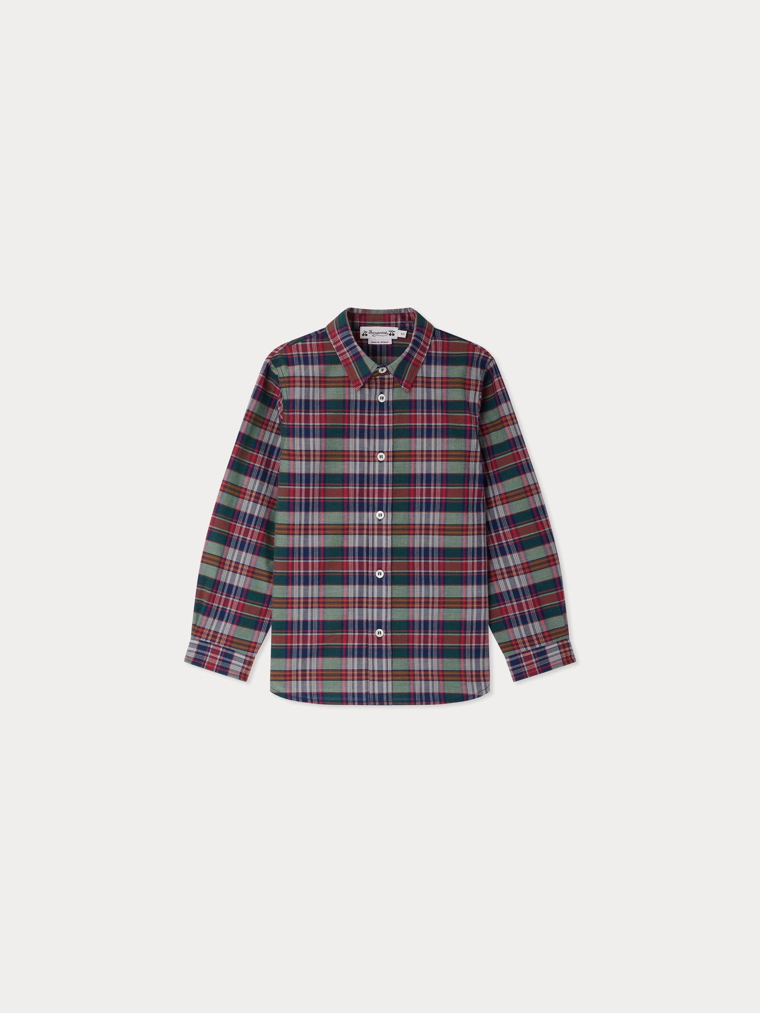 chemise à carreaux en coton avec col boutonné