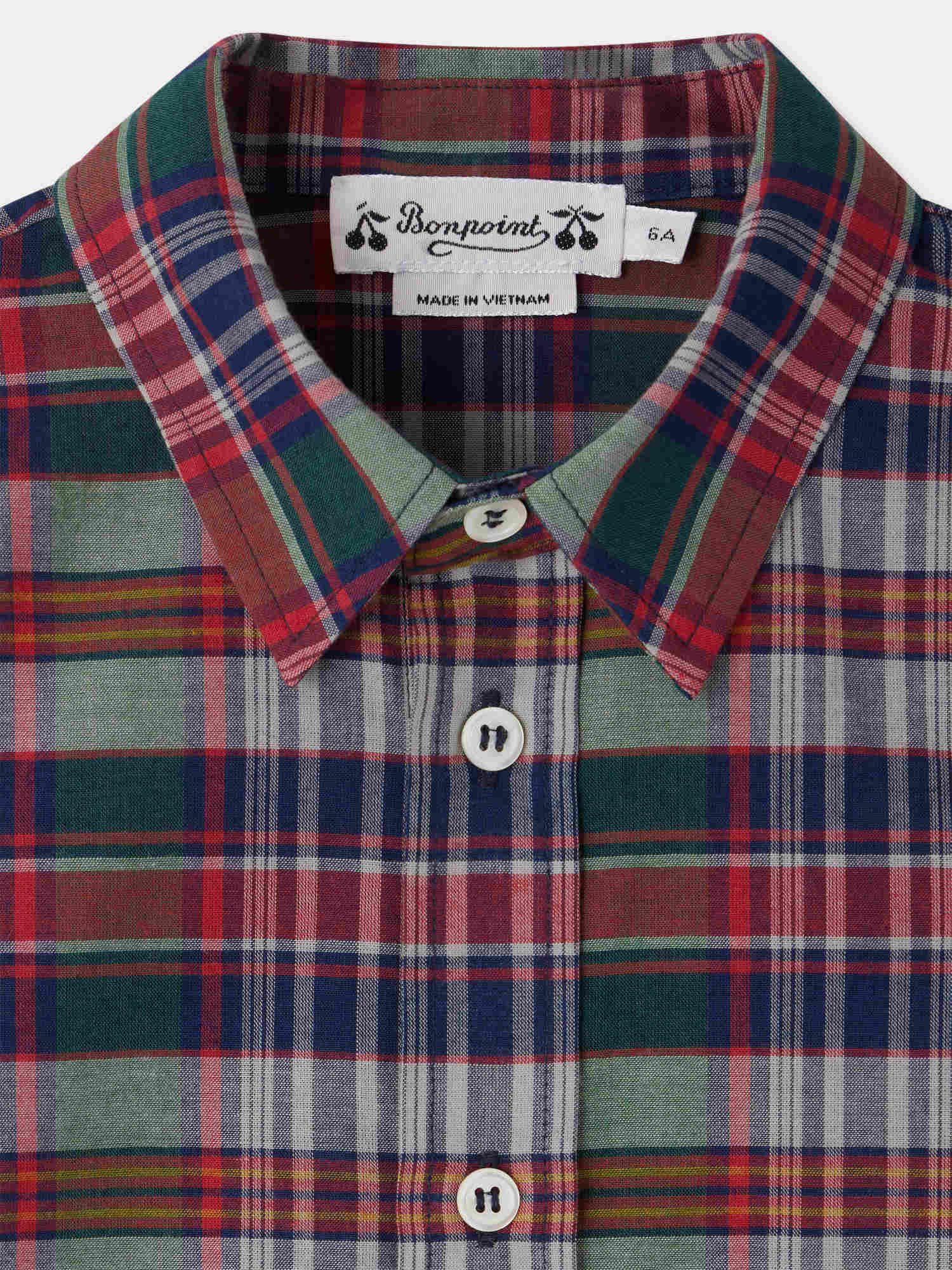 chemise à carreaux en coton avec col boutonné