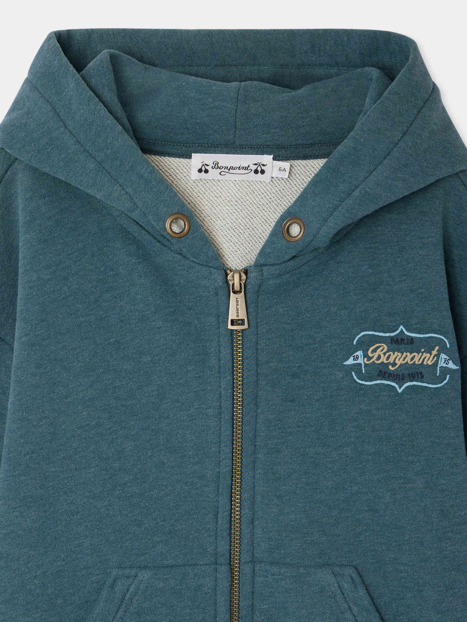 Sweat à capuche vert émeraude en coton biologique