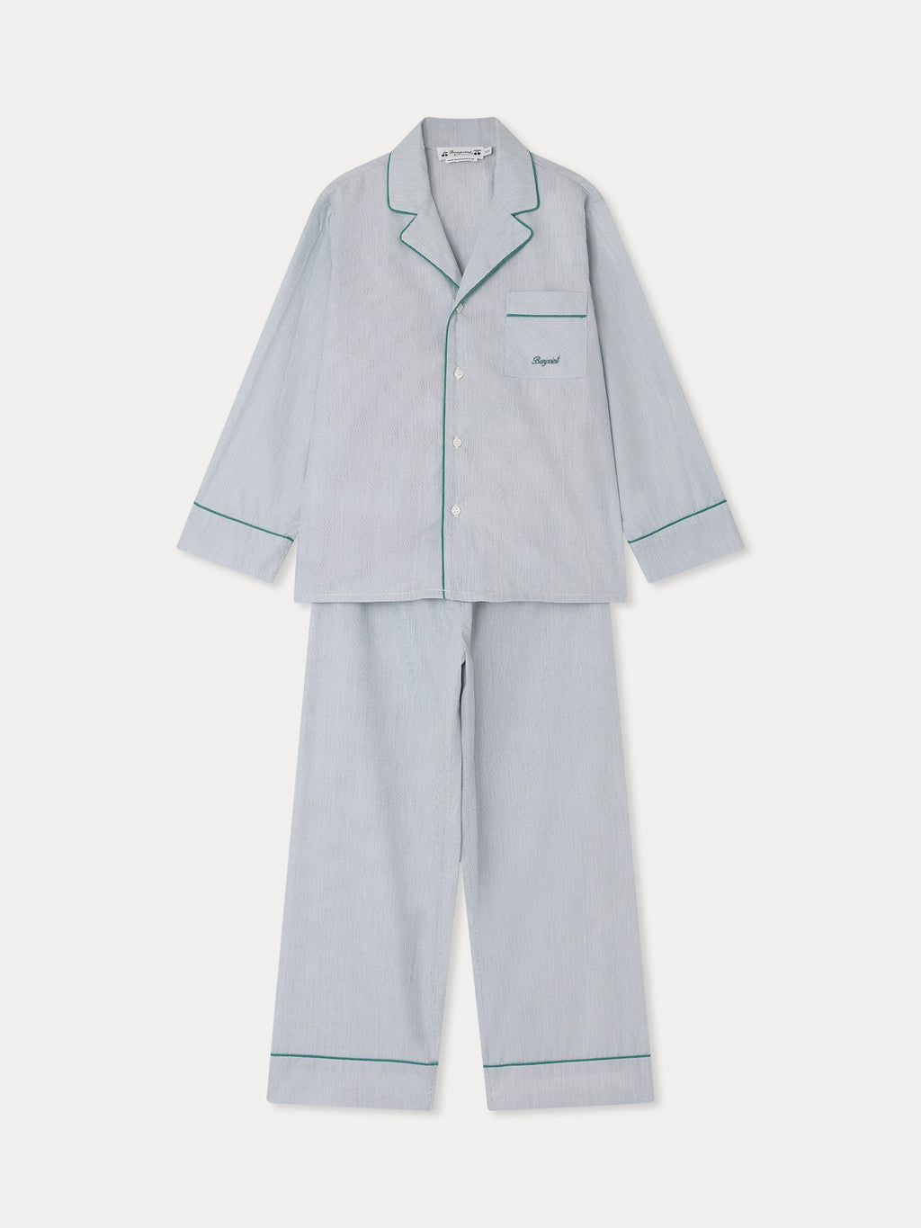 Pyjama chemise en satin avec passepoil contrastant