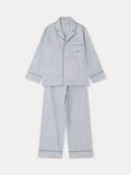 Pyjama chemise en satin avec passepoil contrastant