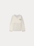 sweat-shirt gris chiné brodé