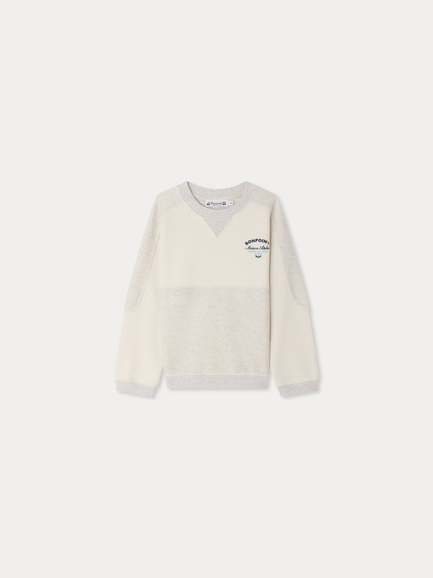 sweat-shirt gris chiné brodé