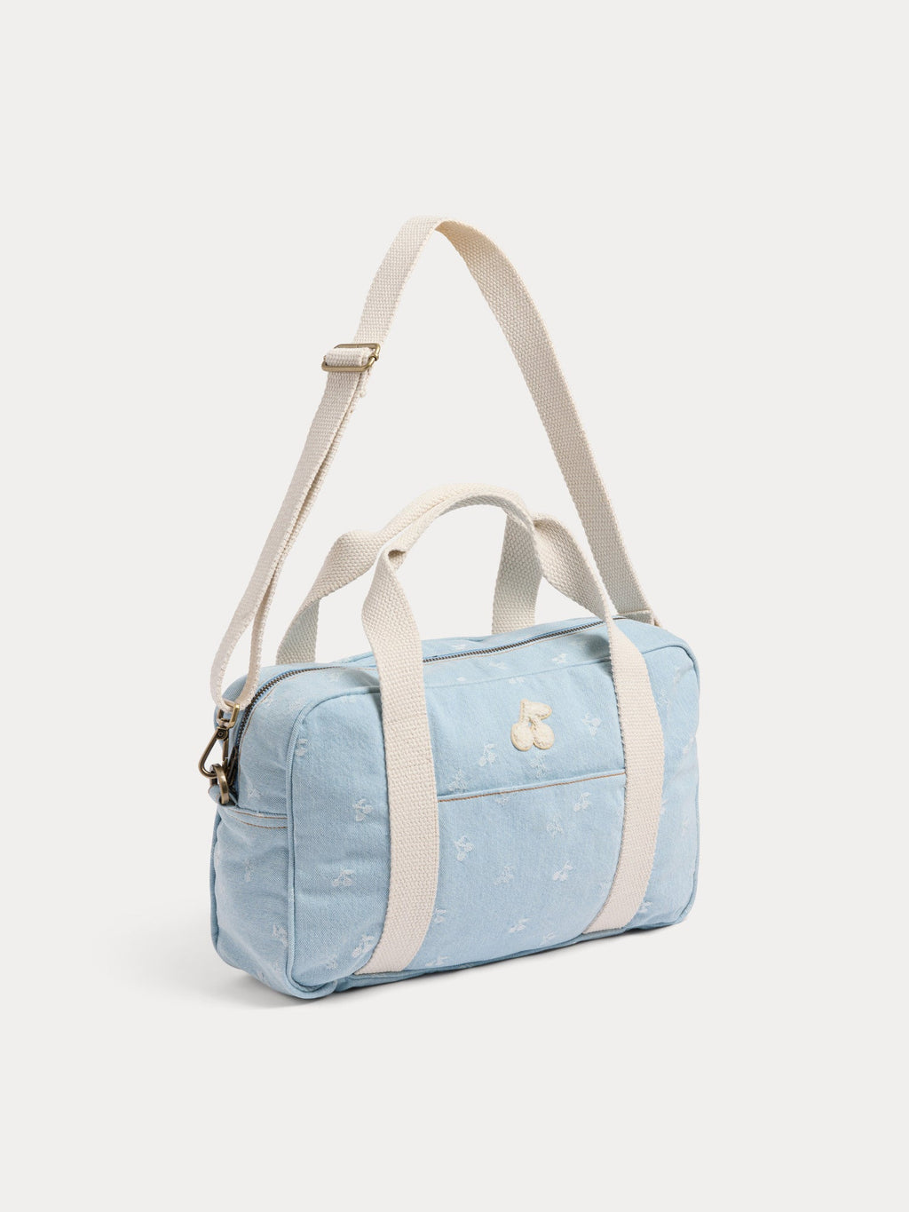 sac bowling en jean jacquard cerise
