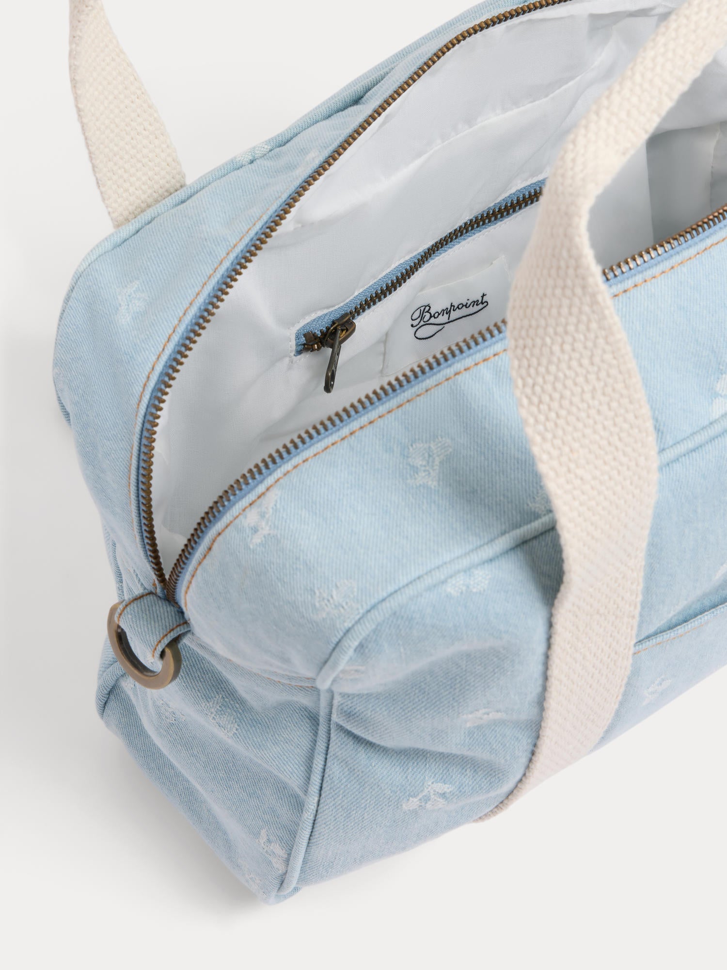 sac bowling en jean jacquard cerise