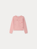 cardigan à col rond et cerises brodées à la main