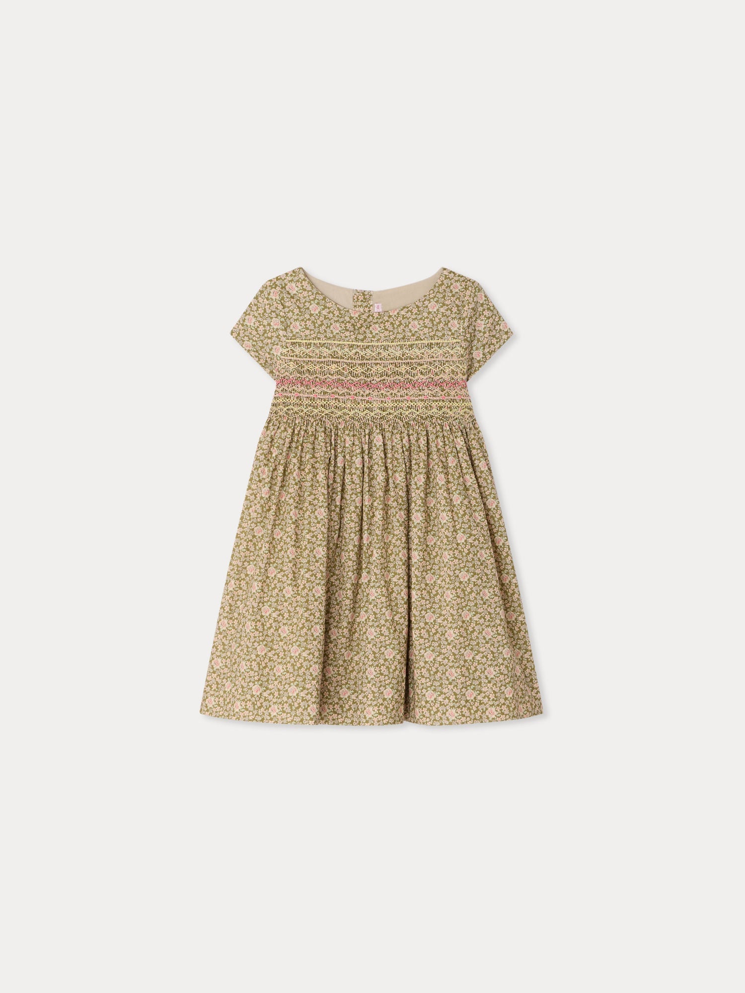 robe smockée et brodée à la main en tissu de coton biologique