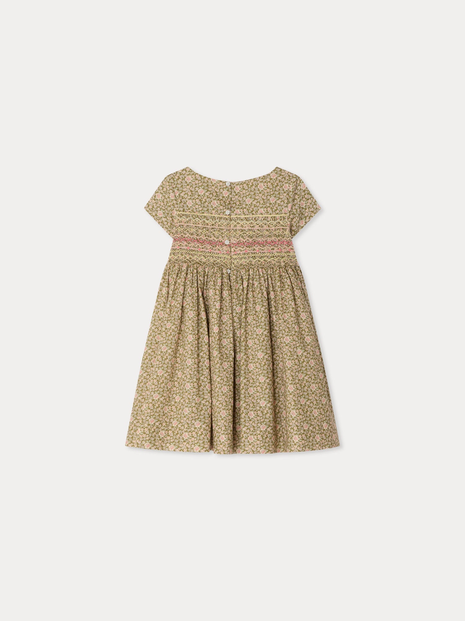robe smockée et brodée à la main en tissu de coton biologique