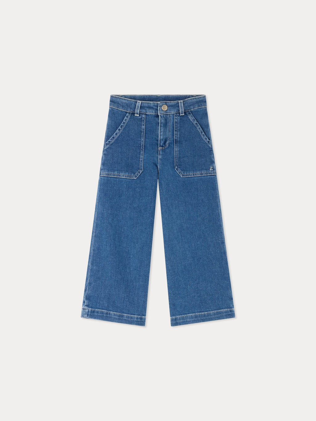 pantalon en jean ample en coton biologique bleu moyen