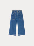 pantalon en jean ample en coton biologique bleu moyen