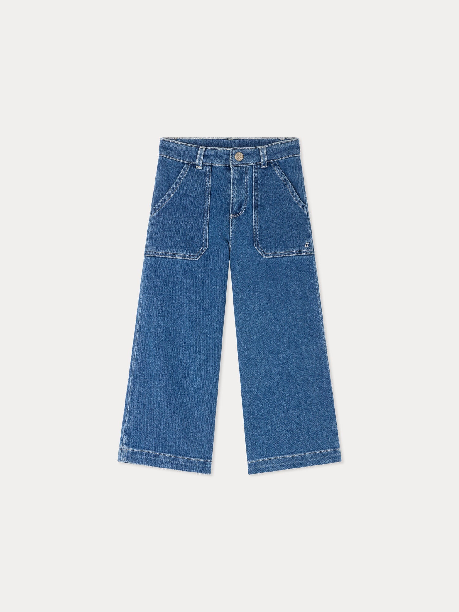 pantalon en jean ample en coton biologique bleu moyen