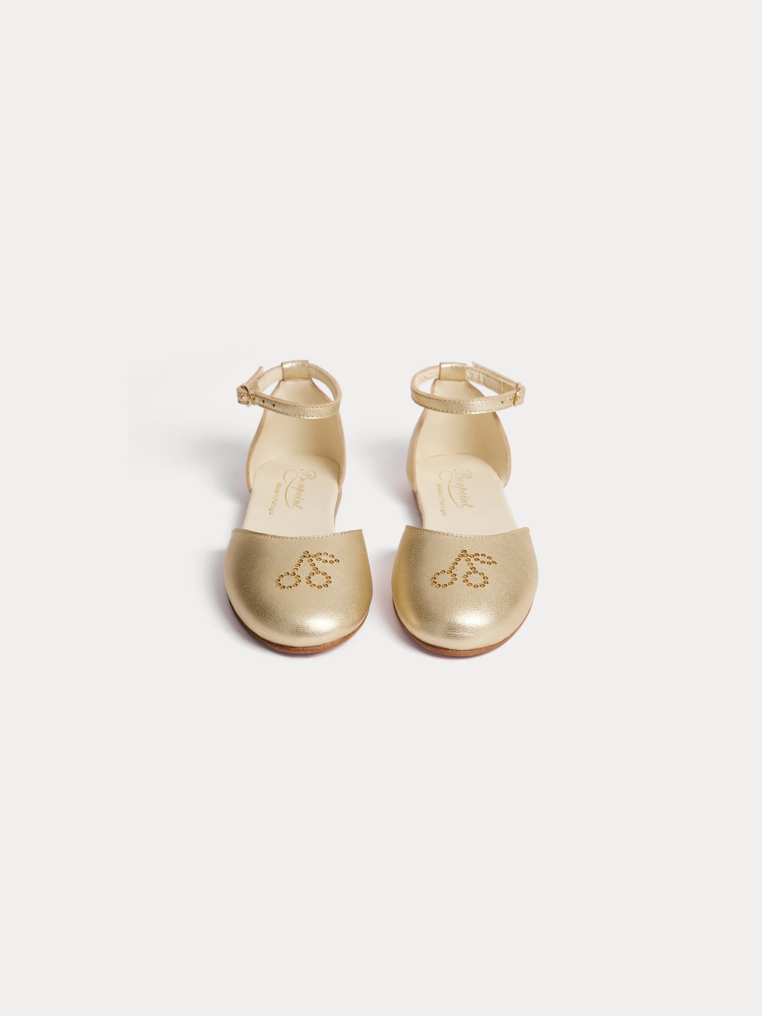 ballerines en cuir doré