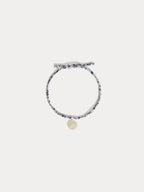 bracelet fleur bleue en tissu de coton biologique