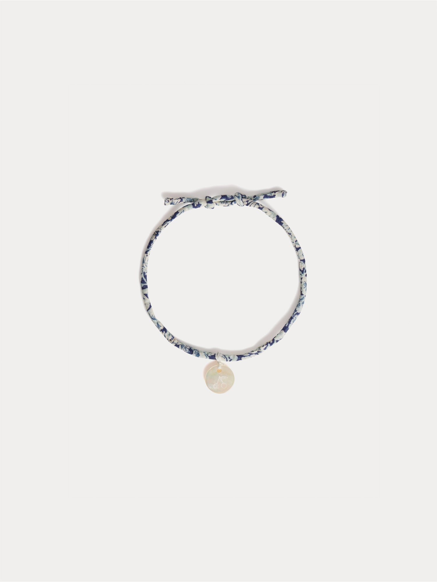 bracelet fleur bleue en tissu de coton biologique