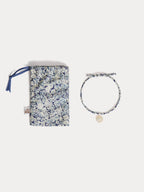 bracelet fleur bleue en tissu de coton biologique