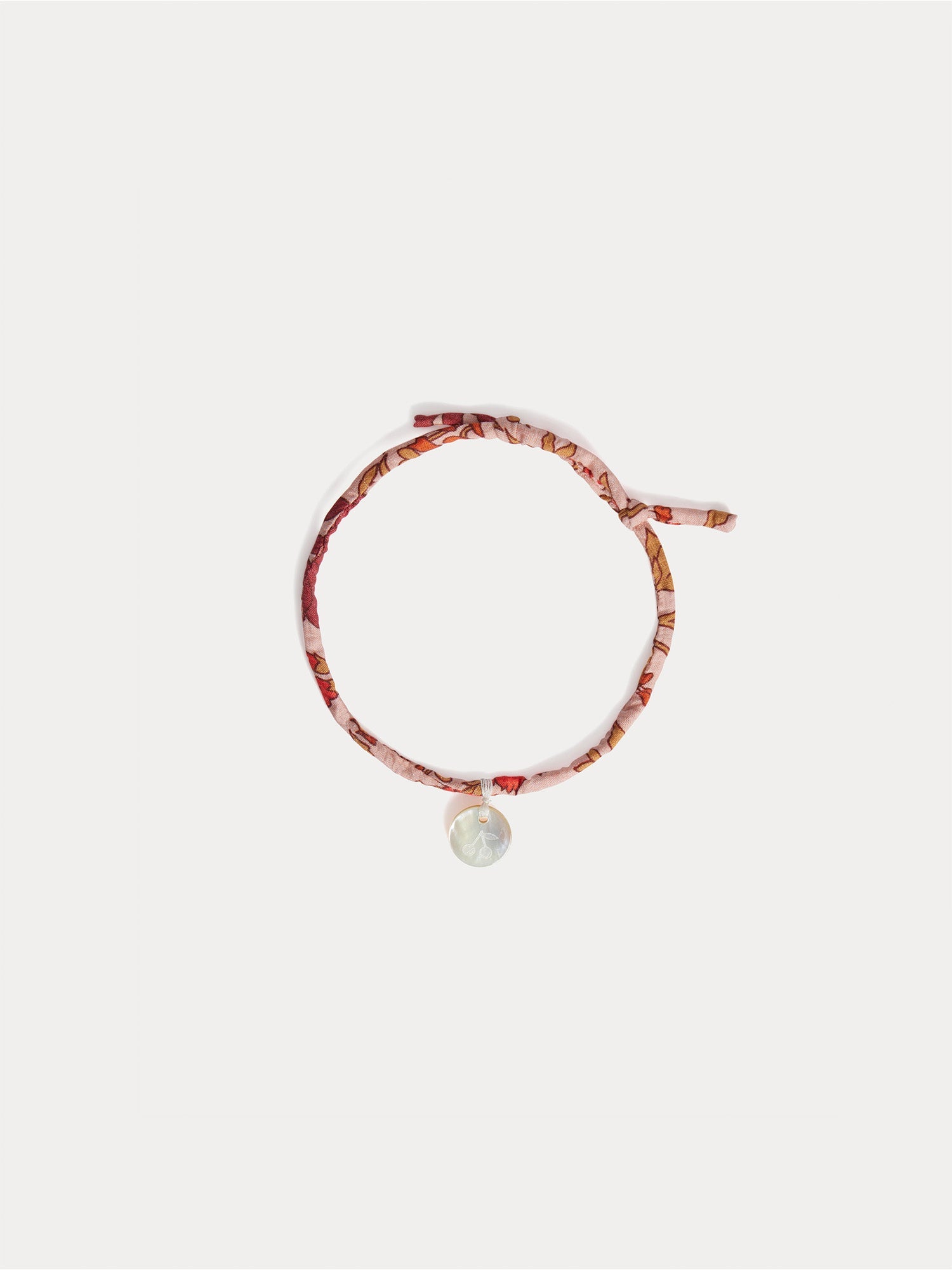 bracelet avec fleurs roses en tissu de coton biologique