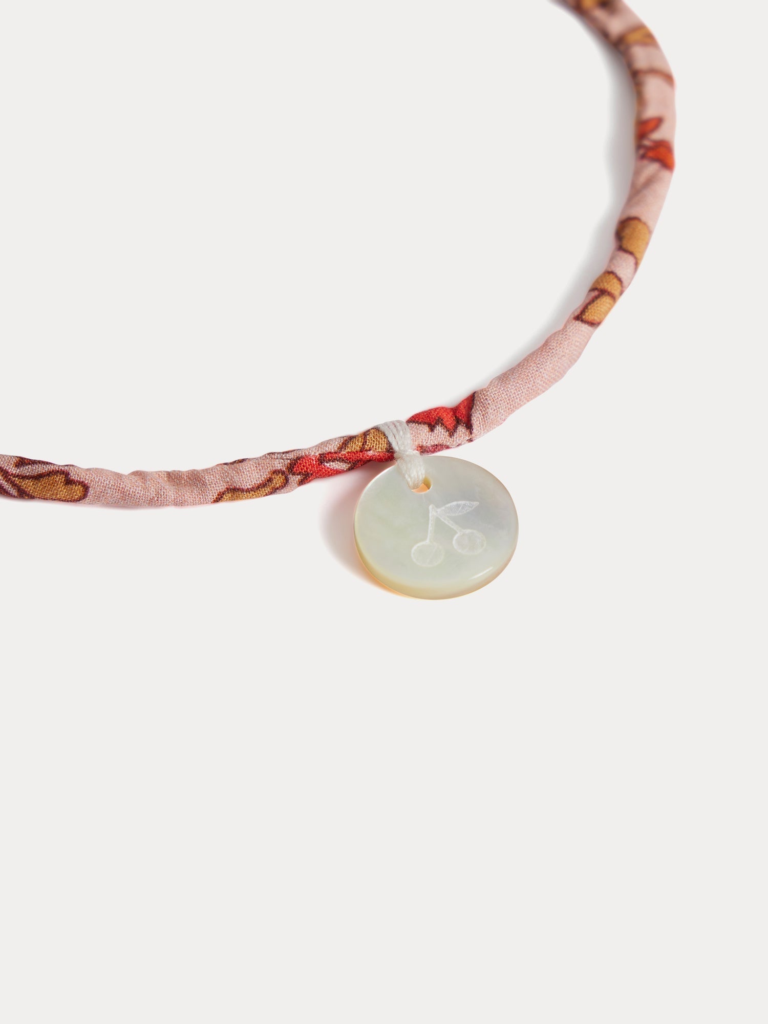 bracelet avec fleurs roses en tissu de coton biologique