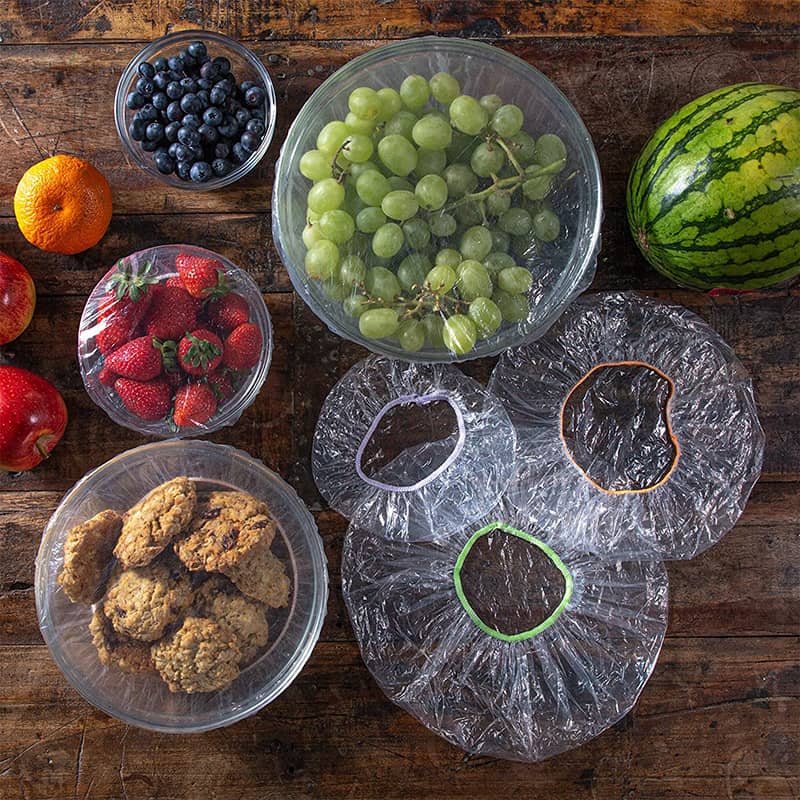 100pcs Disposable Stretch Film for Bowls & Plates, Elastic Container Lids, Plastic Wrap Alternative for Leftovers, Fruit, Vegetables & Kitchen Food