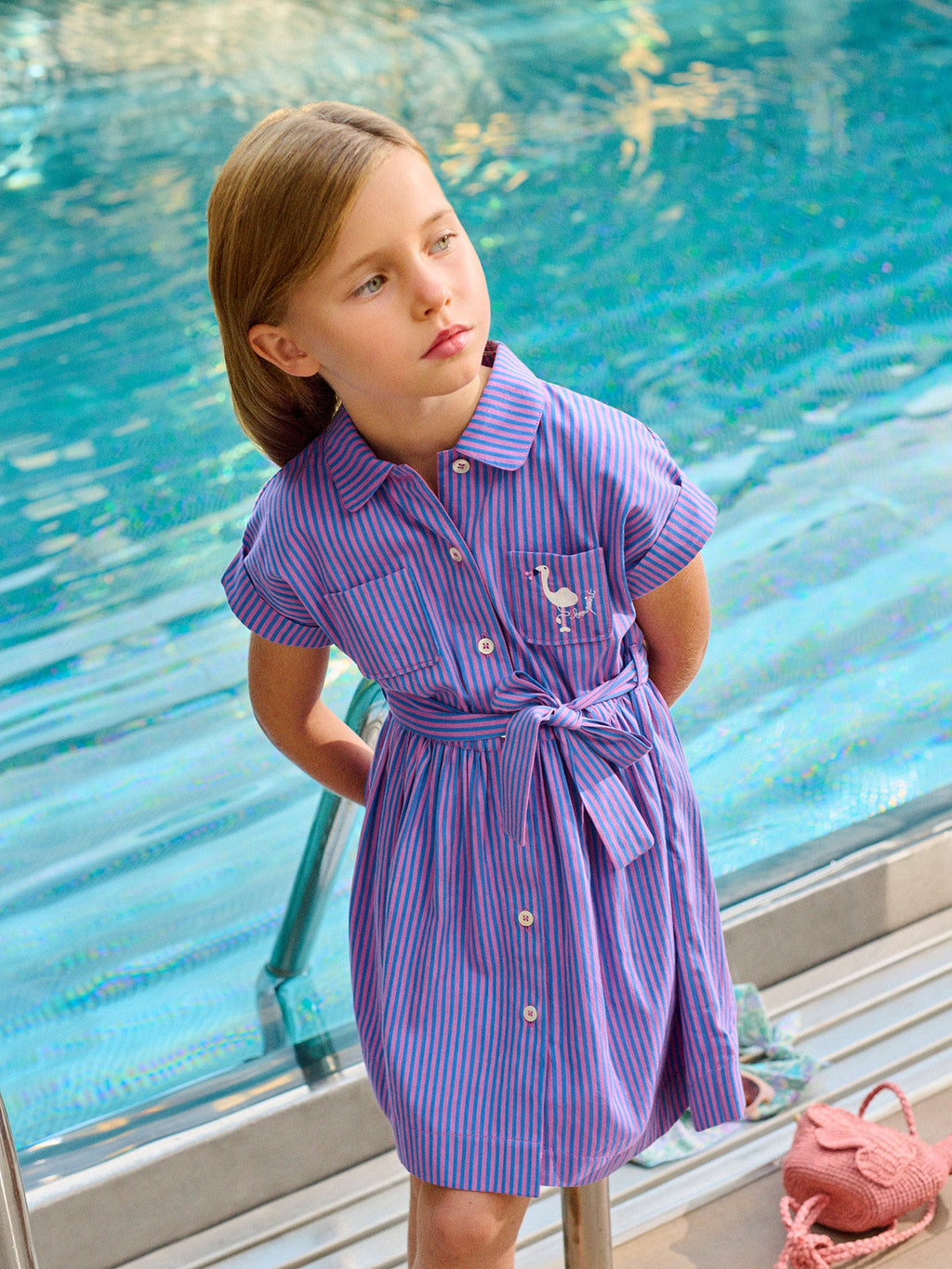 robe rayée avec broderie en coton biologique