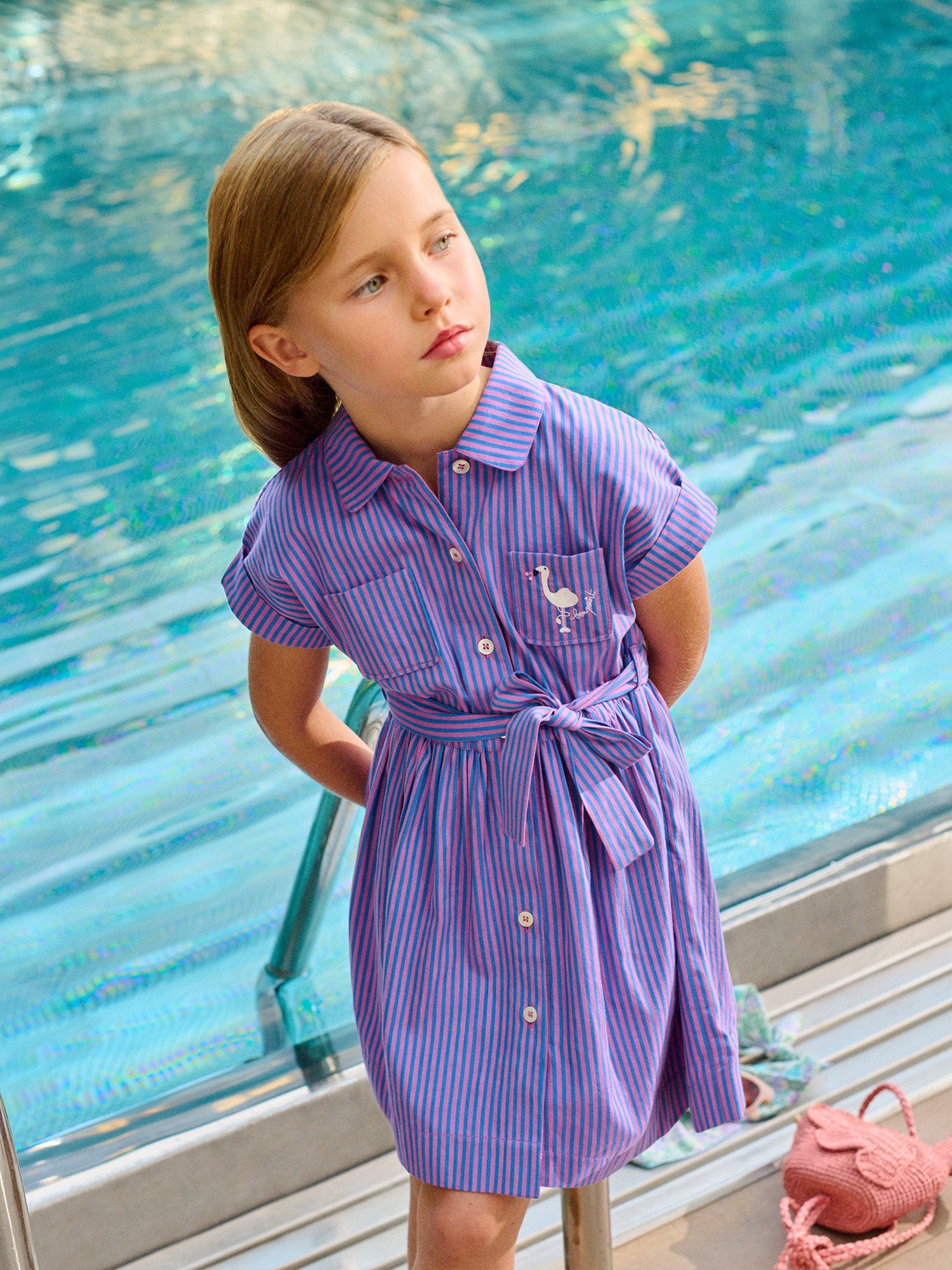 robe rayée avec broderie en coton biologique