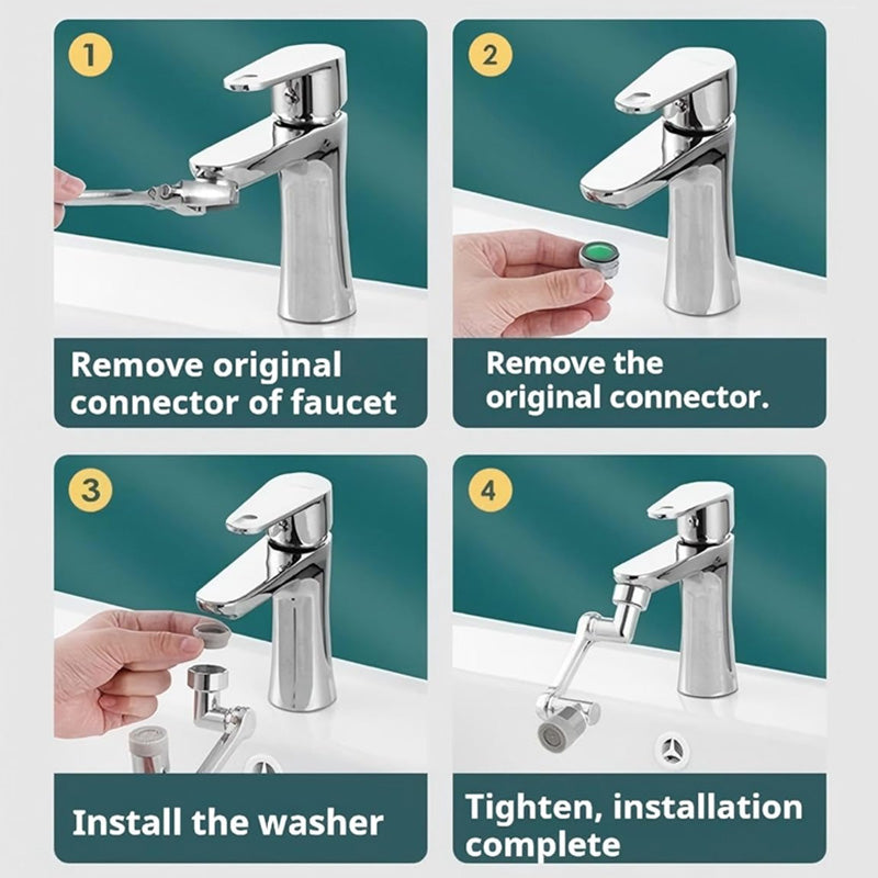 Adaptateur de robinet orientable à 1440° et anti-éclaboussures