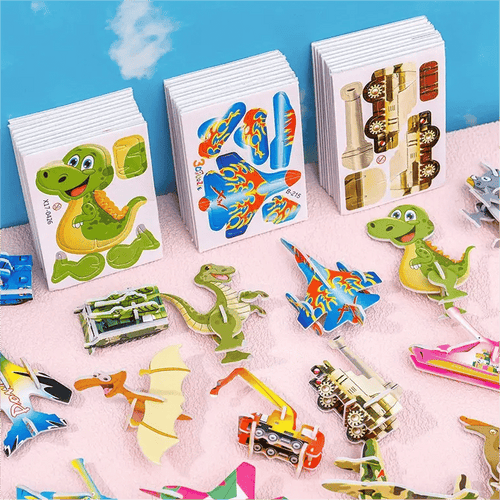 & EDUCATIONAL 3D PUZZLE - 50-Piece Cartoon Dinosaur Set with Vibrant Colors, Develops Creativity & Spatial Thinking for Ages 4+