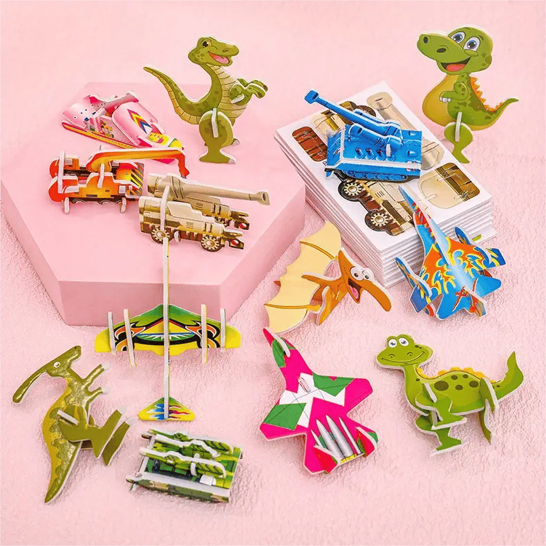 & EDUCATIONAL 3D PUZZLE - 50-Piece Cartoon Dinosaur Set with Vibrant Colors, Develops Creativity & Spatial Thinking for Ages 4+