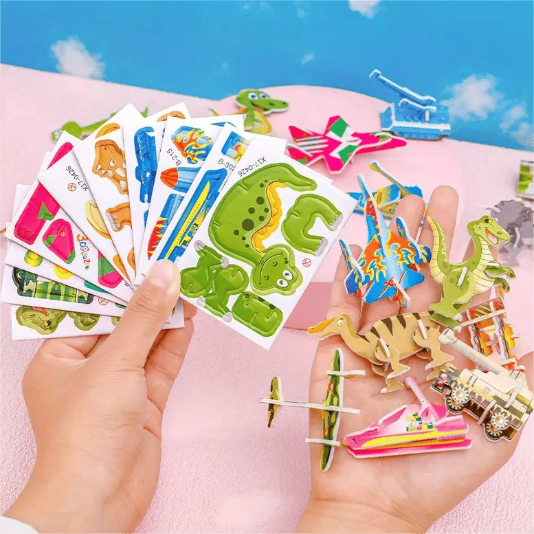 & EDUCATIONAL 3D PUZZLE - 50-Piece Cartoon Dinosaur Set with Vibrant Colors, Develops Creativity & Spatial Thinking for Ages 4+