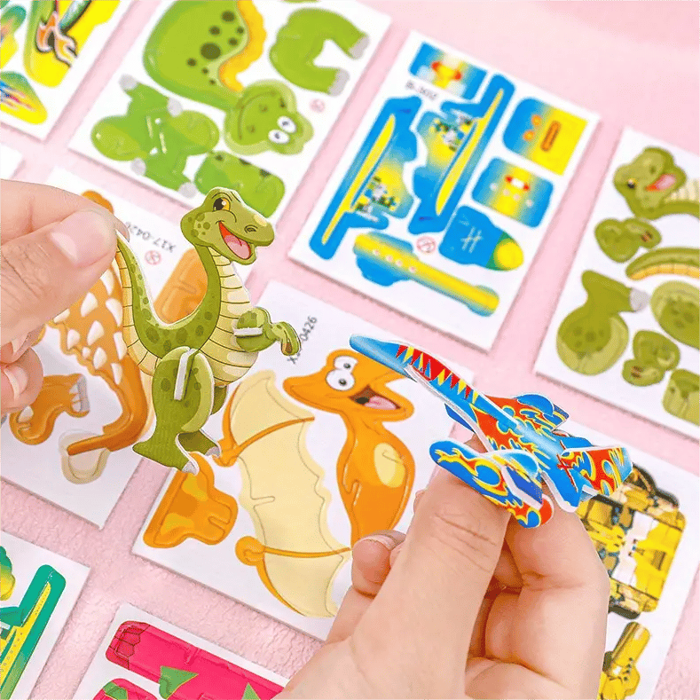 & EDUCATIONAL 3D PUZZLE - 50-Piece Cartoon Dinosaur Set with Vibrant Colors, Develops Creativity & Spatial Thinking for Ages 4+
