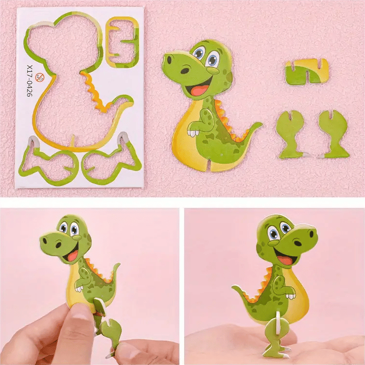 & EDUCATIONAL 3D PUZZLE - 50-Piece Cartoon Dinosaur Set with Vibrant Colors, Develops Creativity & Spatial Thinking for Ages 4+