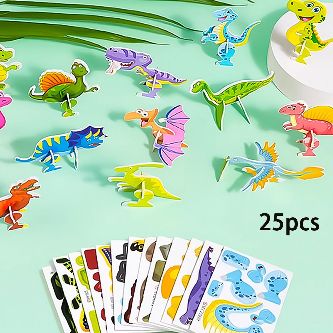 & EDUCATIONAL 3D PUZZLE - 50-Piece Cartoon Dinosaur Set with Vibrant Colors, Develops Creativity & Spatial Thinking for Ages 4+
