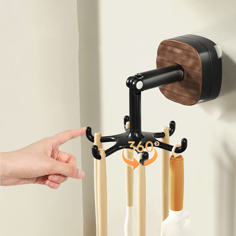 Support rotatif à 360° pour ustensiles de cuisine avec crochets suspendus