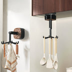 Support rotatif à 360° pour ustensiles de cuisine avec crochets suspendus