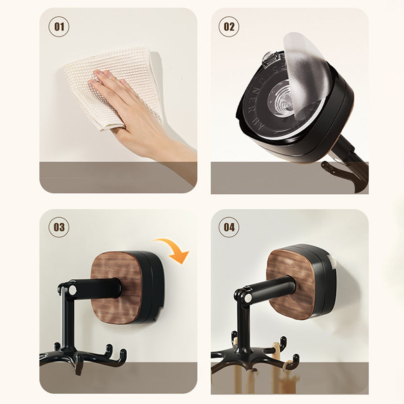 Support rotatif à 360° pour ustensiles de cuisine avec crochets suspendus